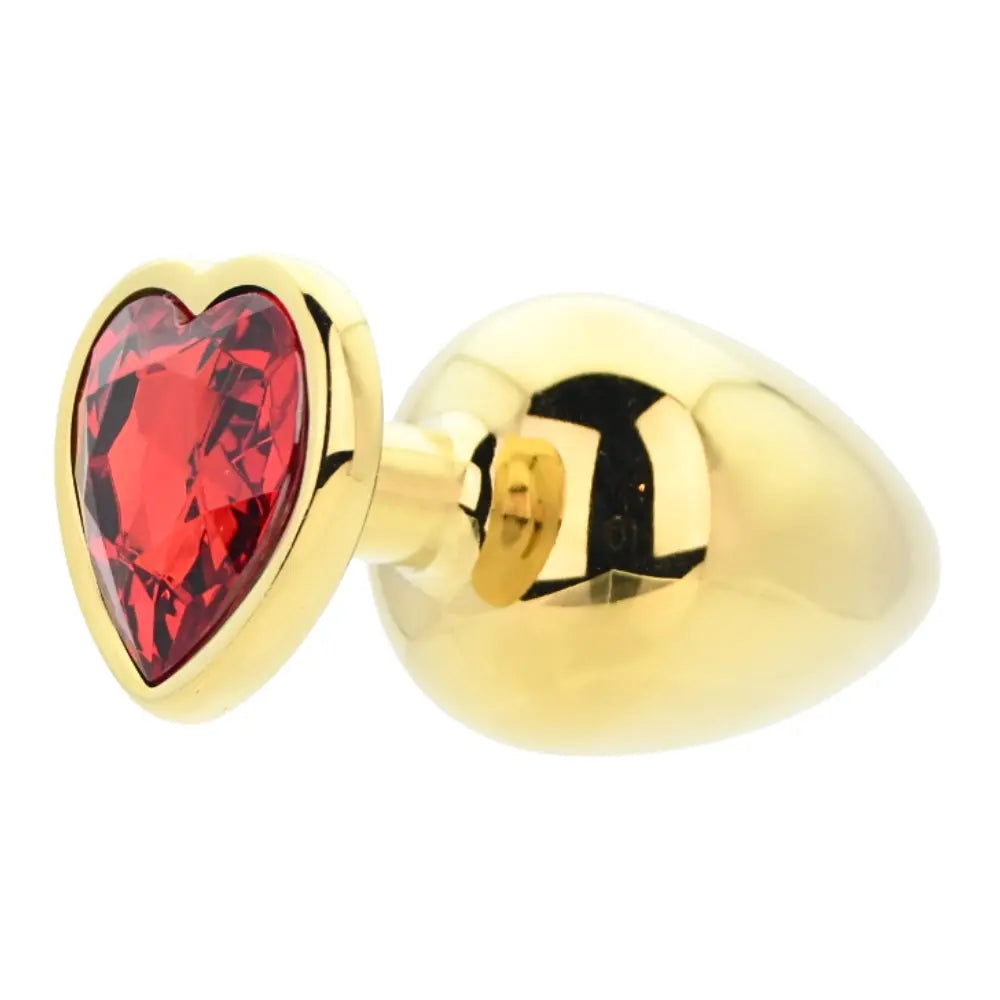 Toosh Heart Shaped Gold Butt Plug with Red Stone Large Toosh