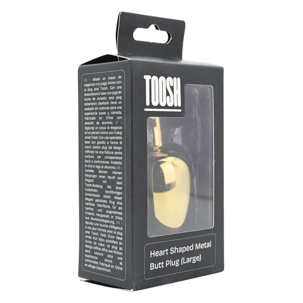 Toosh Heart Shaped Gold Butt Plug with Red Stone Large Toosh