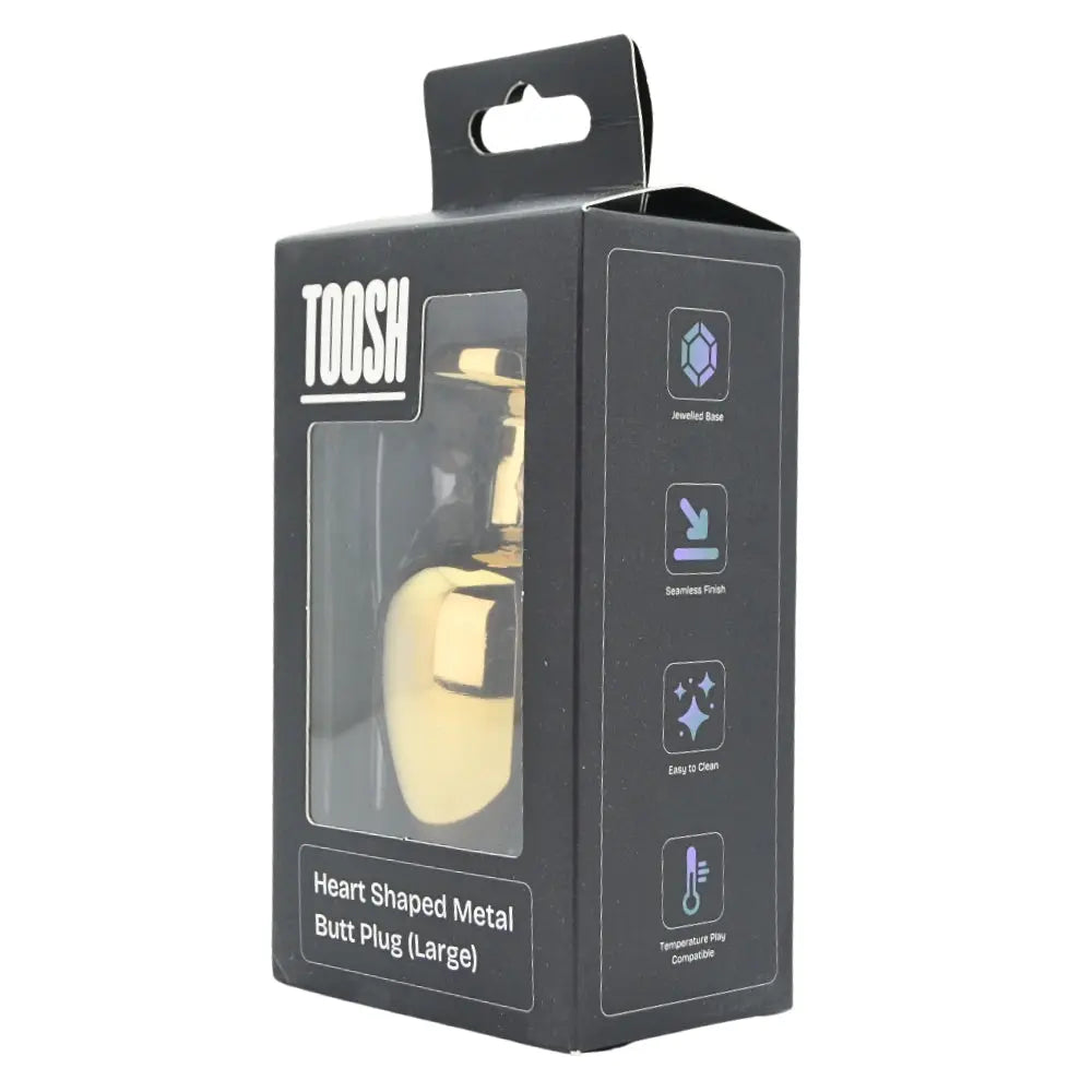 Toosh Heart Shaped Gold Butt Plug with Red Stone Large Toosh