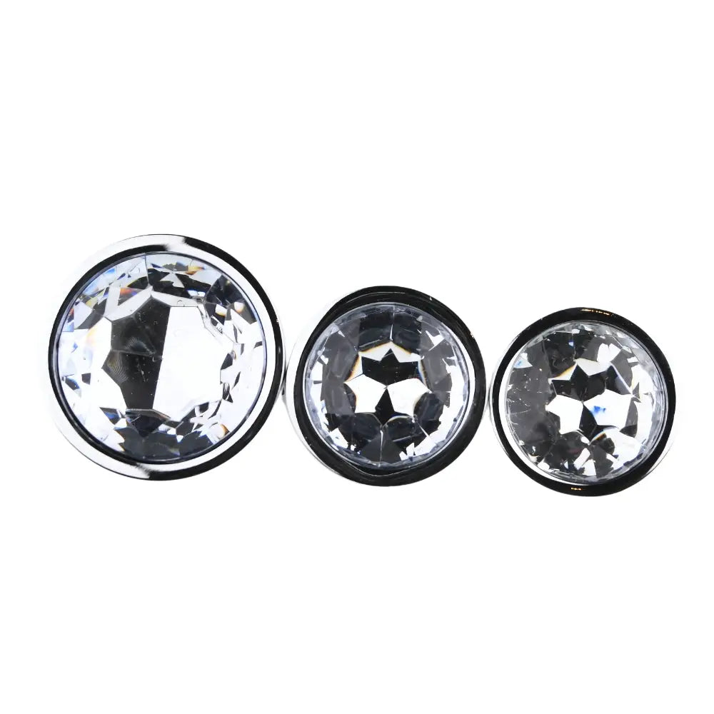 Toosh Metal Butt Plug Silver Set of 3 Clear Stone Toosh
