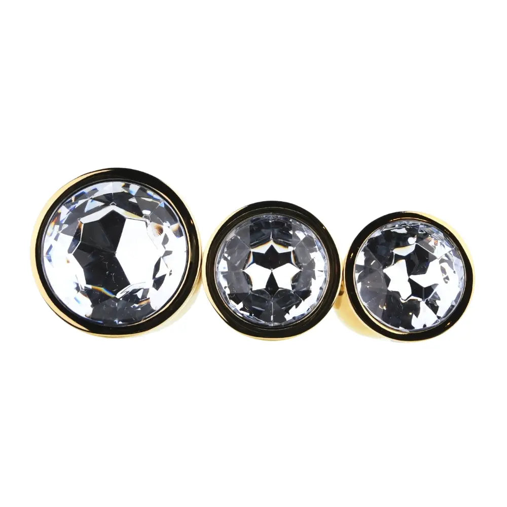 Toosh Metal Butt Plug Gold Set of 3 Clear Stone Toosh