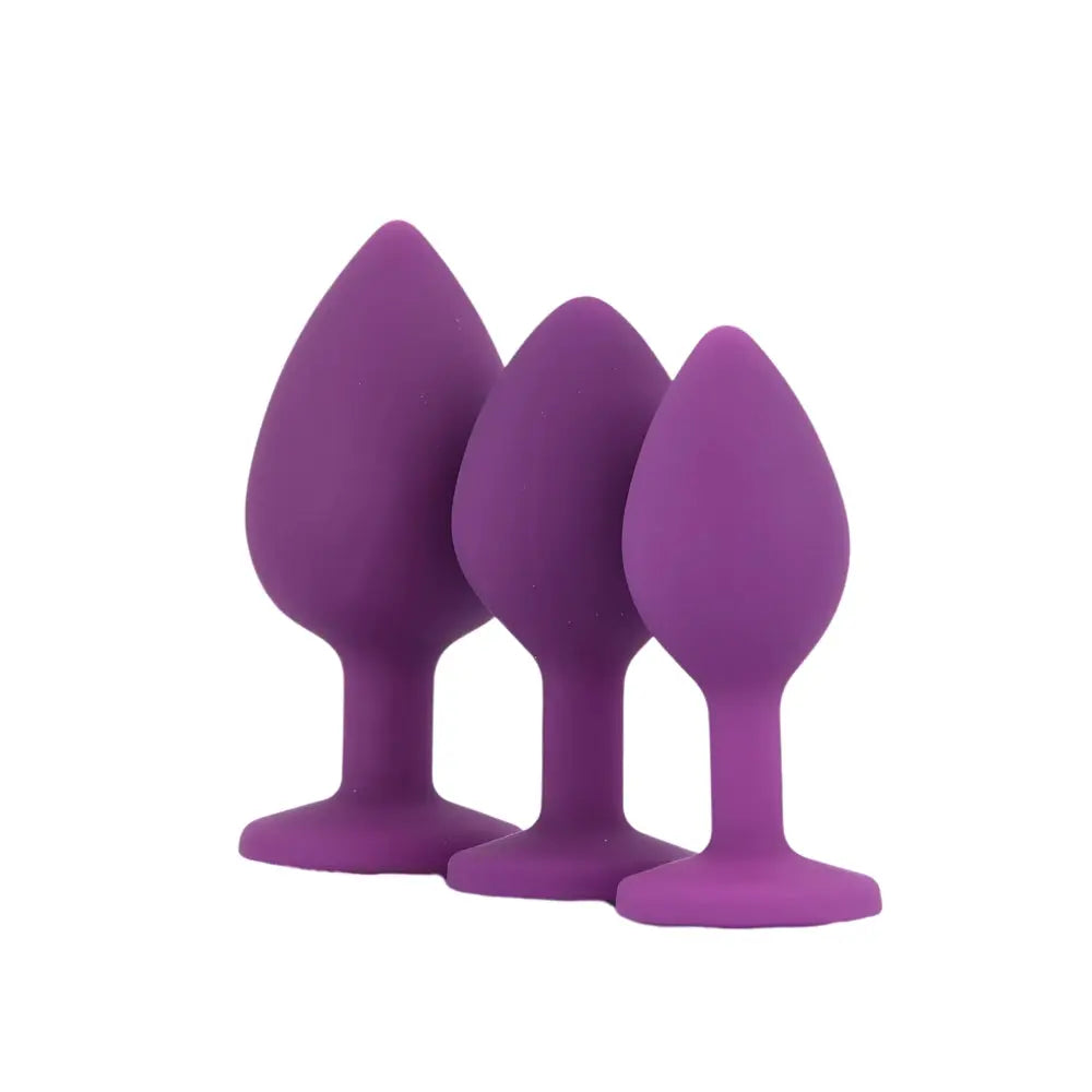 Toosh Silicone Butt Plug Purple Set of 3 Clear Stone Toosh
