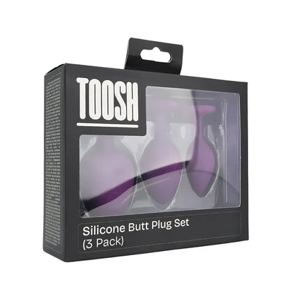 Toosh Silicone Butt Plug Purple Set of 3 Clear Stone Toosh