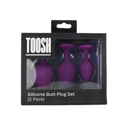 Toosh Silicone Butt Plug Purple Set of 3 Clear Stone Toosh