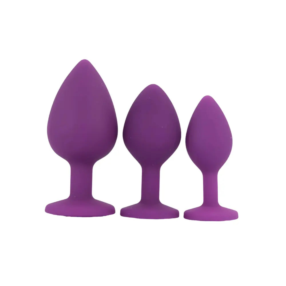 Toosh Silicone Butt Plug Purple Set of 3 Clear Stone Toosh