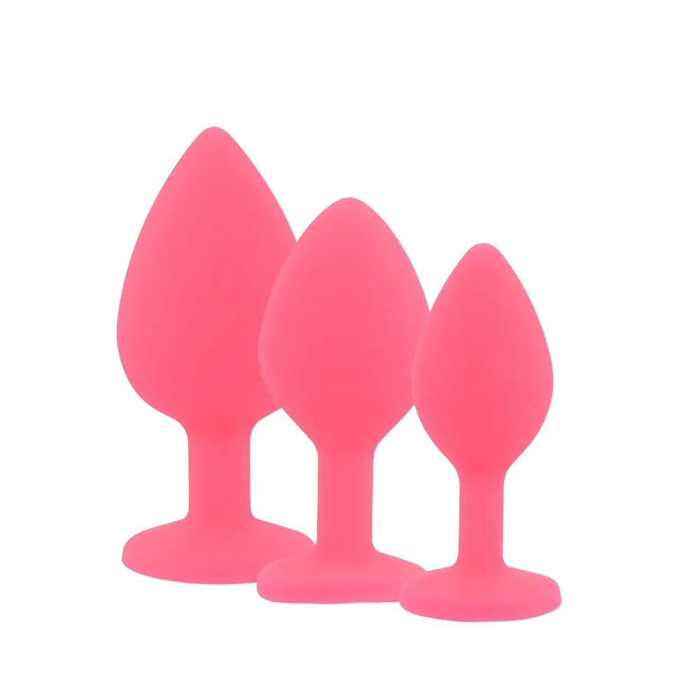 Toosh Silicone Butt Plug Pink Set of 3 Clear Stone Toosh