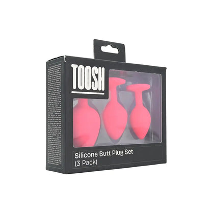 Toosh Silicone Butt Plug Pink Set of 3 Clear Stone Toosh