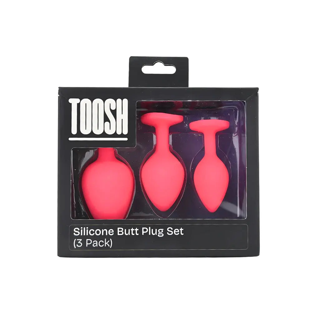 Toosh Silicone Butt Plug Pink Set of 3 Clear Stone Toosh