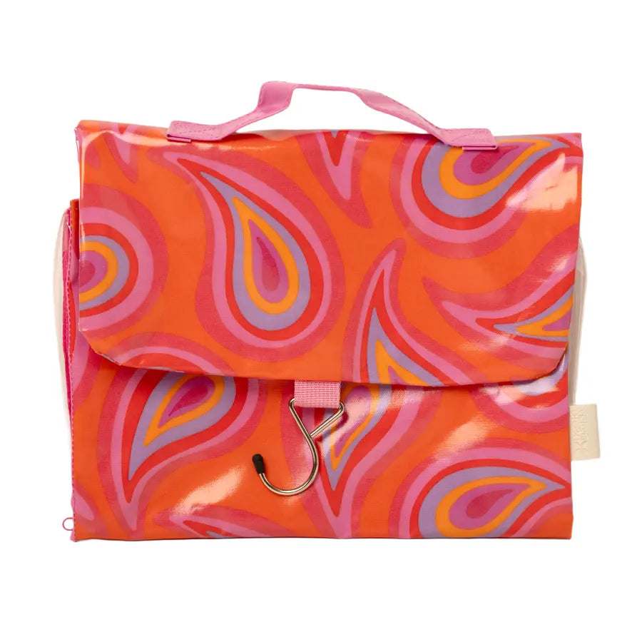 Groovy Paisley Threefold Hanging Wash Bag and Small Clear Makeup Bag Set