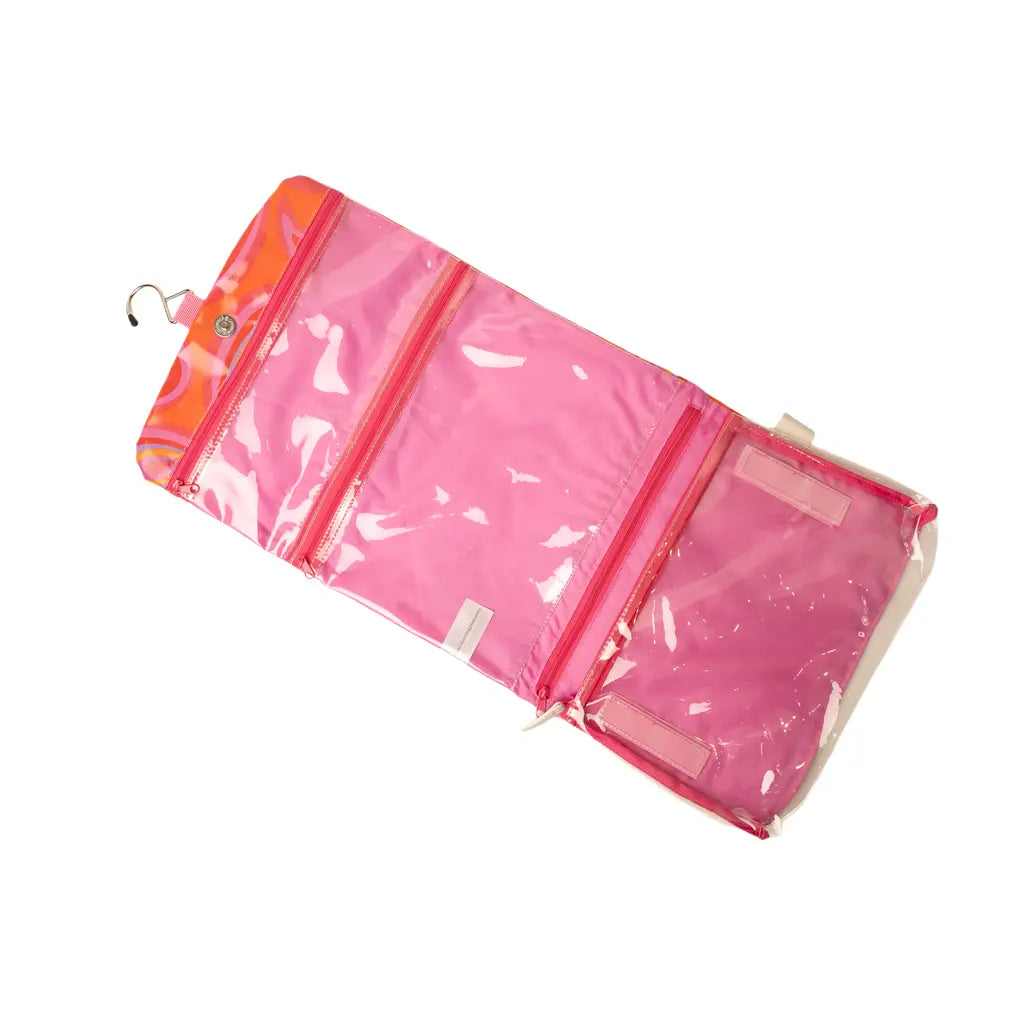 Groovy Paisley Threefold Hanging Wash Bag and Small Clear Makeup Bag Set