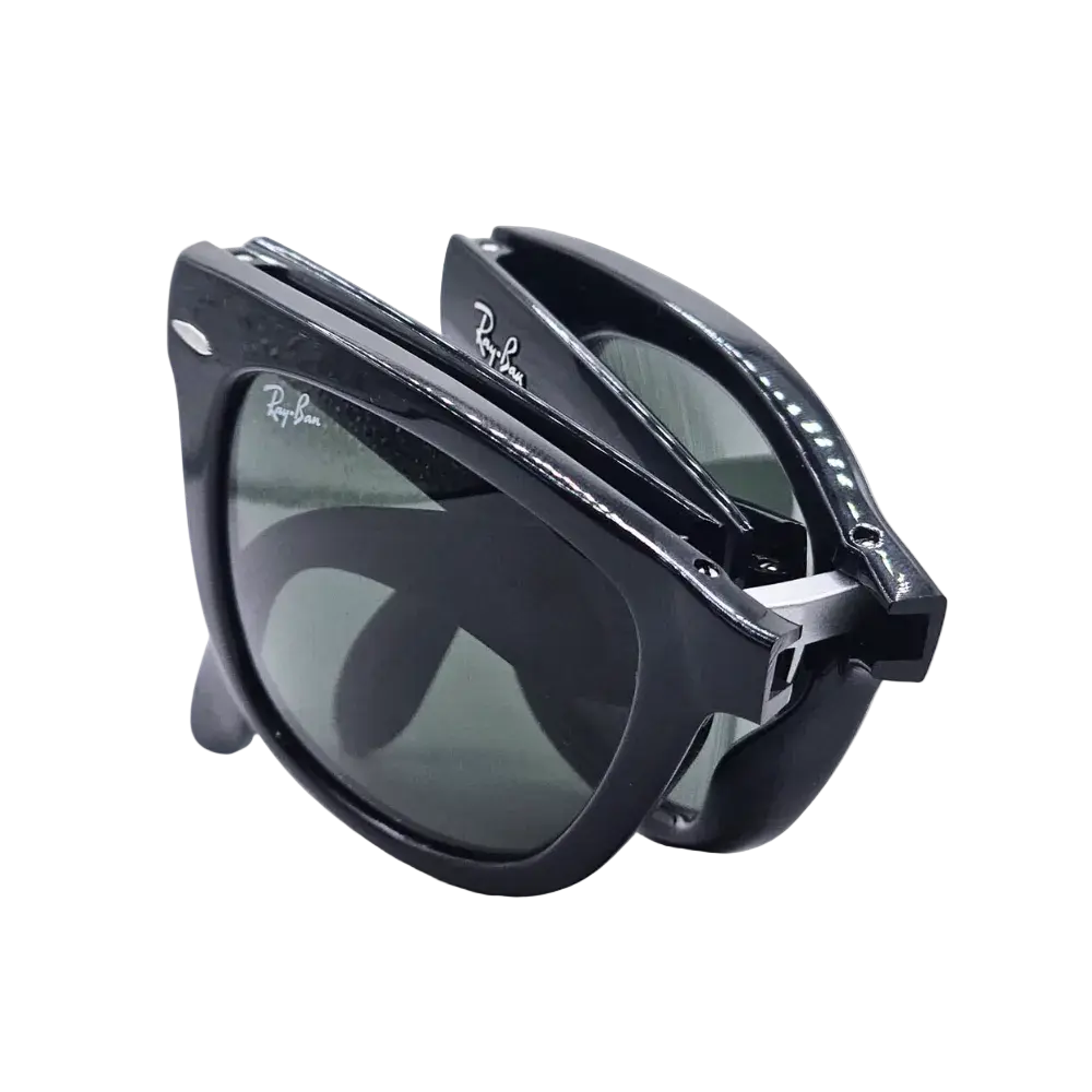 Ray-Ban Folding Wayfarer RB4105 Designer Sunglasses Black Frame Lens G-15 Green