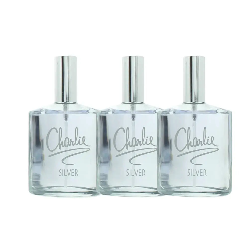 Revlon Charlie Silver Eau de Toilette Spray 100ml x 3 Trio Pack Revlon