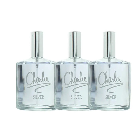 Revlon Charlie Silver Eau de Toilette Spray 100ml x 3 Trio Pack Revlon