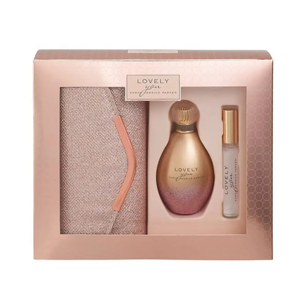 Sarah Jessica Parker Lovely You Set EDP 100ml, EDP 10ml & Rose Clutch