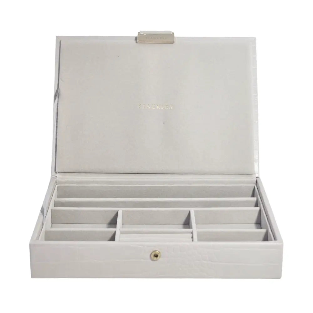 Stackers Classic Jewellery Box with Lid - Grey Putty Croc Stackers