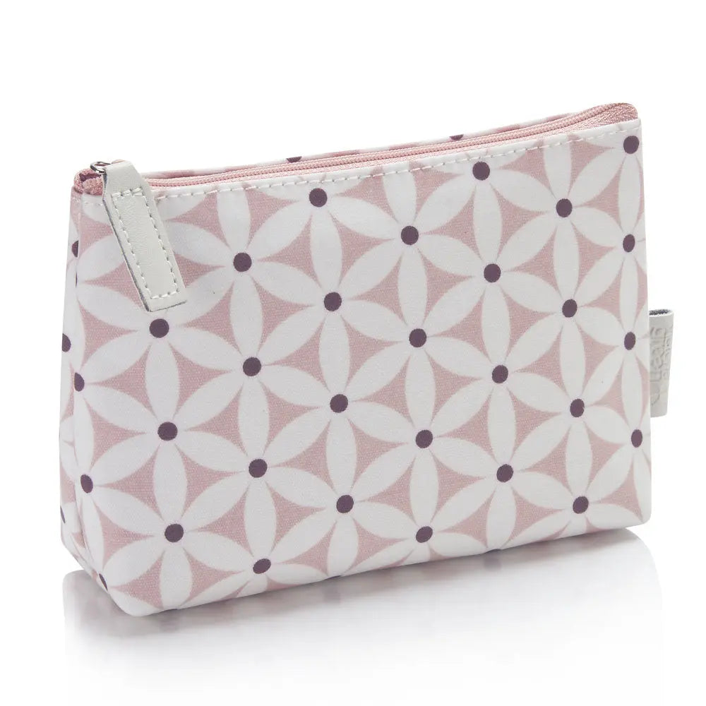 Makeup bags UK waterproof in starflower blush pattern with zip 