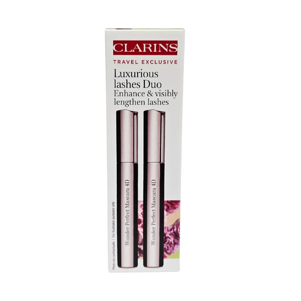 Clarins Luxurious Lashes Duo Black Mascara Set 2 x Wonder Perfect 4D Mascara 8ml