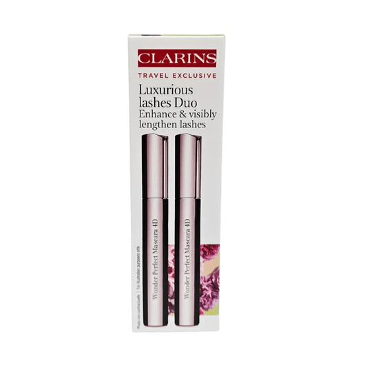 Clarins Luxurious Lashes Duo Black Mascara Set 2 x Wonder Perfect 4D Mascara 8ml