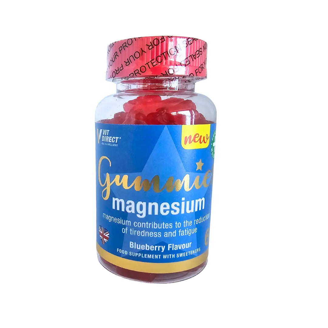 Vit Direct Vitamin Gummies Magnesium - 60 Chewable Gummies - Blueberry Flavour Supplements Direct