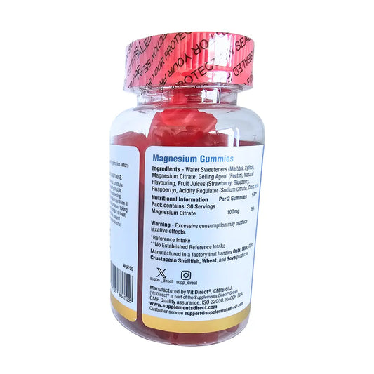 Vit Direct Vitamin Gummies Magnesium - 60 Chewable Gummies - Blueberry Flavour Supplements Direct
