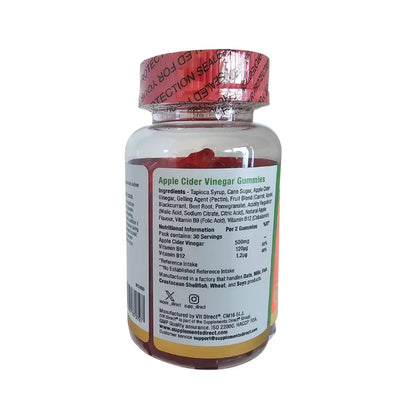 Vit Direct Vitamin Gummies Apple Cider Vinegar - 60 Chewable Gummies - Apple Flavour Supplements Direct