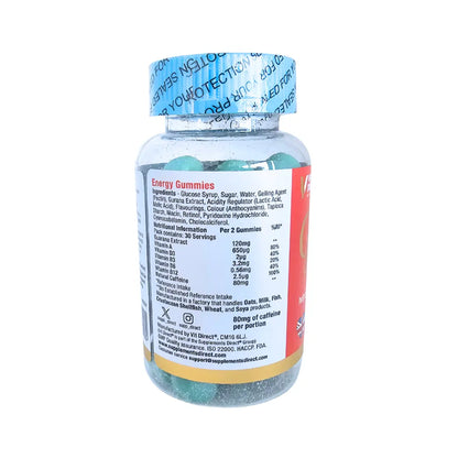 Vit Direct Vitamin Gummies Energy - 60 Chewable Gummies - Strawberry Flavour Supplements Direct