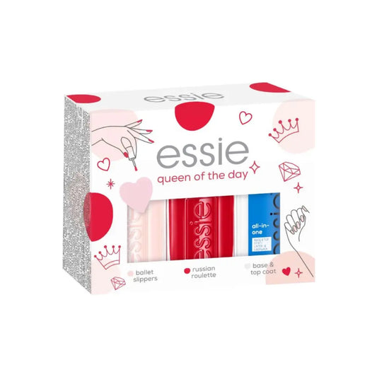 Essie Queen Of The Day Nail Polish Gift Set Ballet Slippers + Russian Roulette + Base & Top Coat Essie