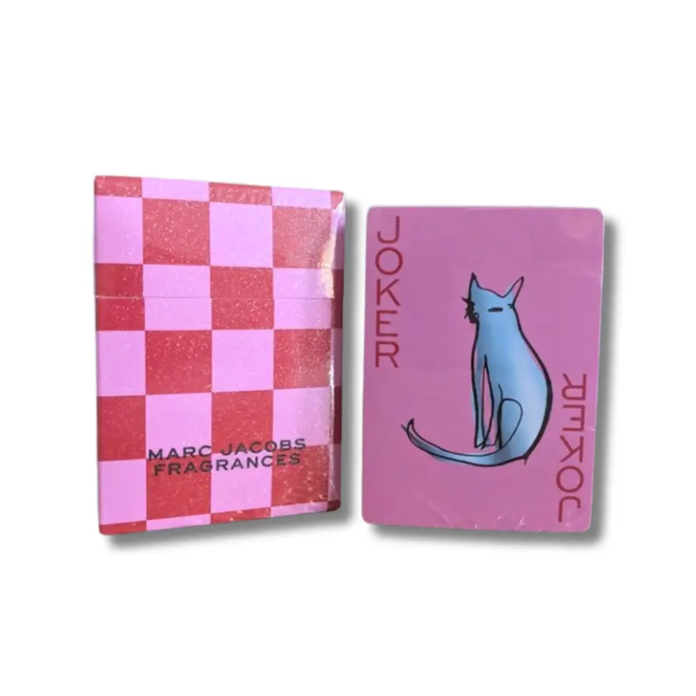 Marc Jacobs Pink & Red Checkerboard Playing Cards with Cat design Marc Jacobs