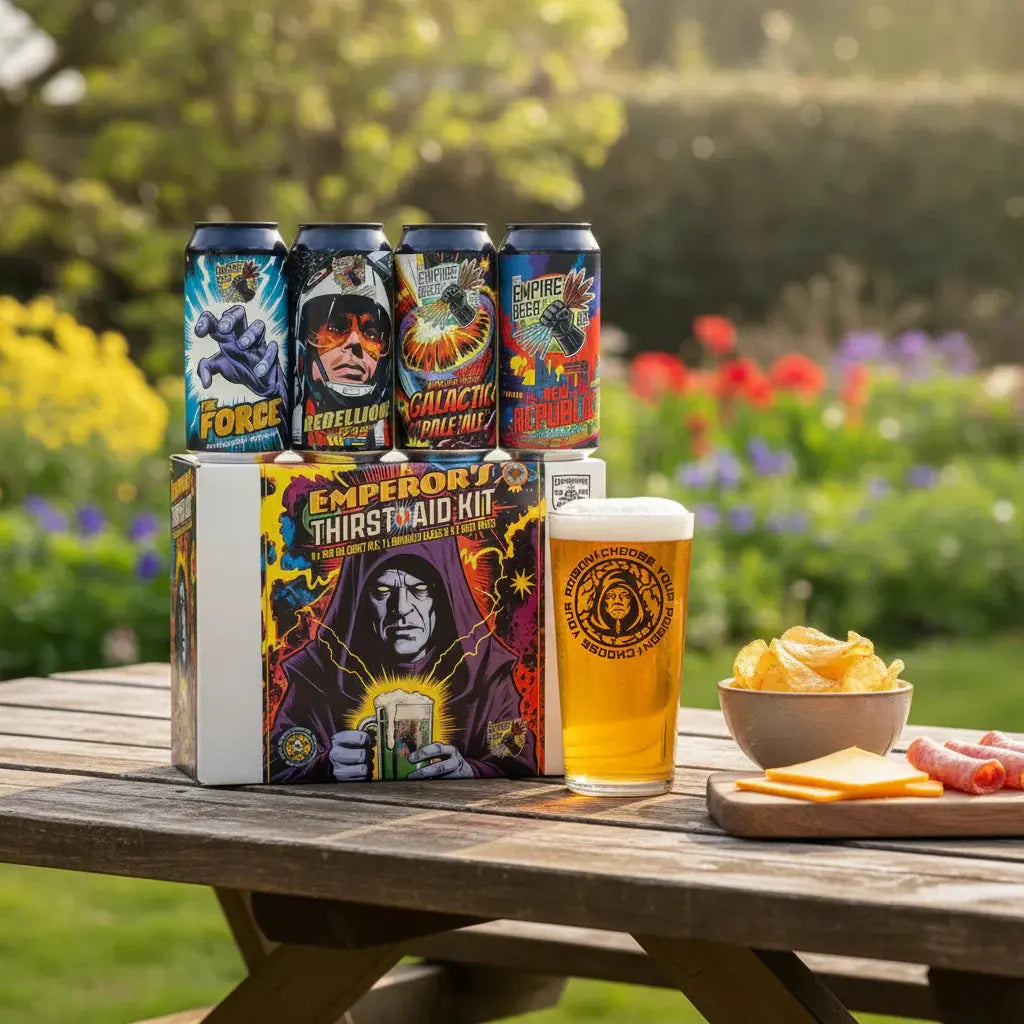 Emperor's Thirst Aid Kit 4 x 440ml Craft Ale + 1 x Branded Glass + 4 x Beer Mats Stormtrooper
