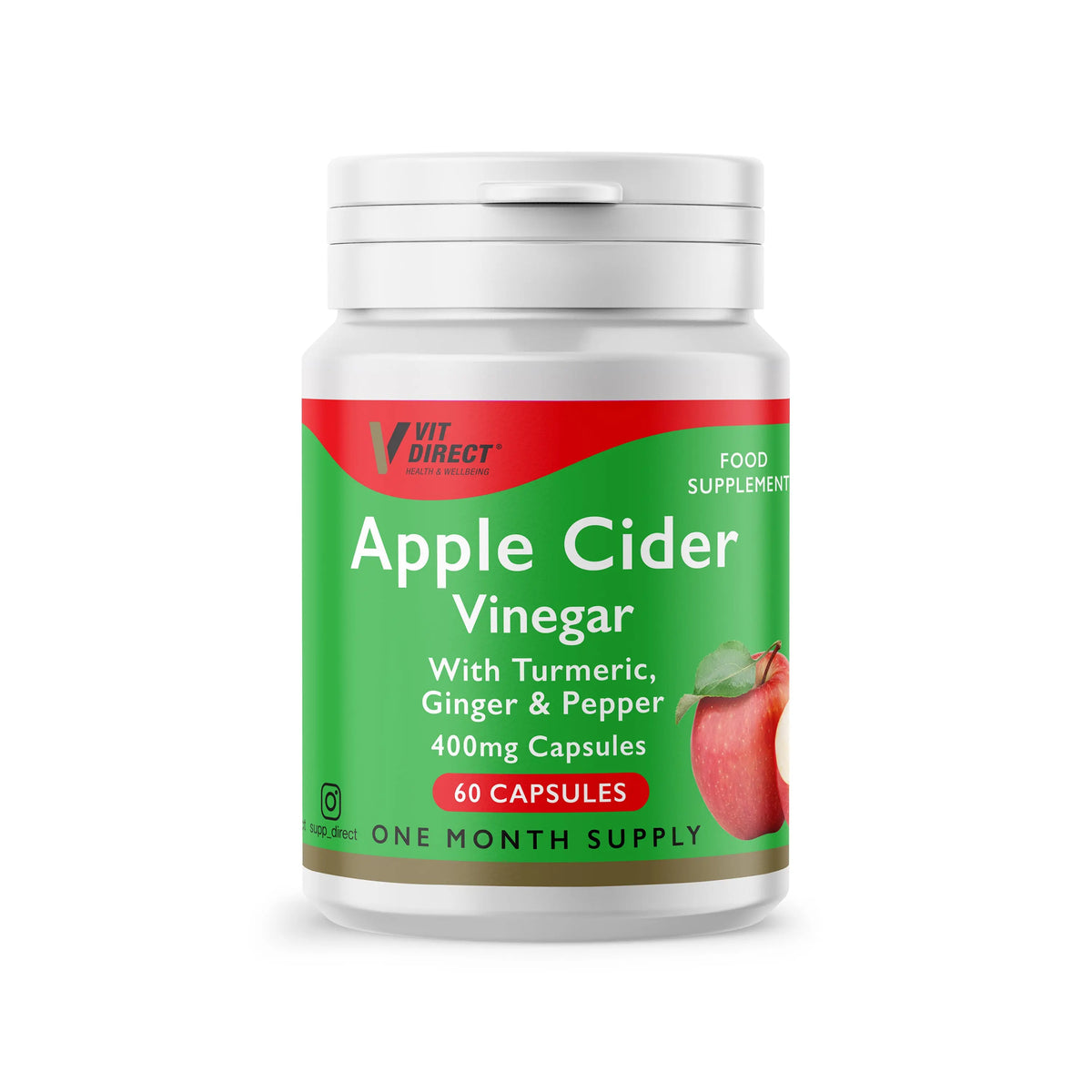 Vit Direct Apple Cider Vinegar 120 Capsules 1 Month Supply