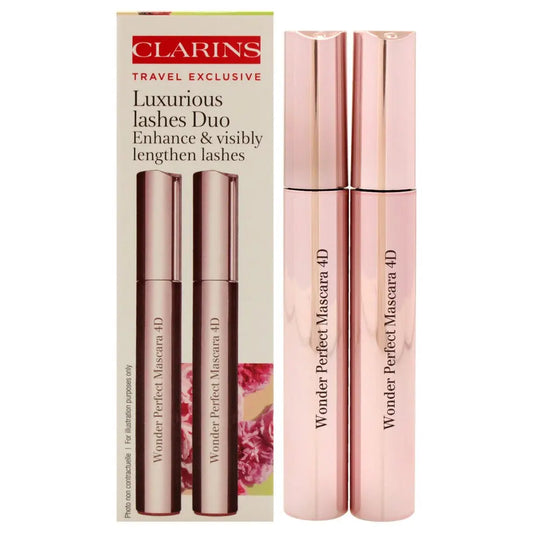Clarins Luxurious Lashes Duo Black Mascara Set 2 x Wonder Perfect 4D Mascara 8ml