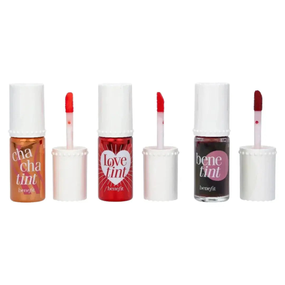 BENEFIT TINT SET: CHACHATINT CHEEK & LIP STAIN ORANGE 6ML + RED 6ML +  FIERY RED 6ML benefit Cosmetics