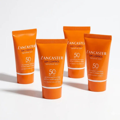 Lancaster Sun Control Sensitive Skin Oil-Free Lotion SPF 50+ 15ml Pack of 8- Soothing Sunscreen for Sensitive Skin - High Protection Travel Size Sun Lotion - Hypoallergenic Formula 8x15ml Set Lancaster