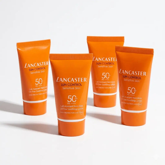 Lancaster Sun Control Sensitive Skin Oil-Free Lotion SPF 50+ 15ml Pack of 8- Soothing Sunscreen for Sensitive Skin - High Protection Travel Size Sun Lotion - Hypoallergenic Formula 8x15ml Set Lancaster