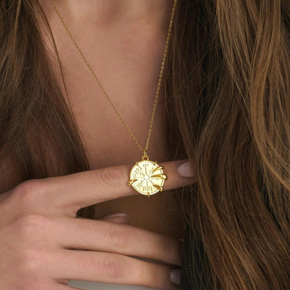 Elk & Bloom Chunky Viking Compass Gold Claw Medallion Coin Necklace Elk & Bloom