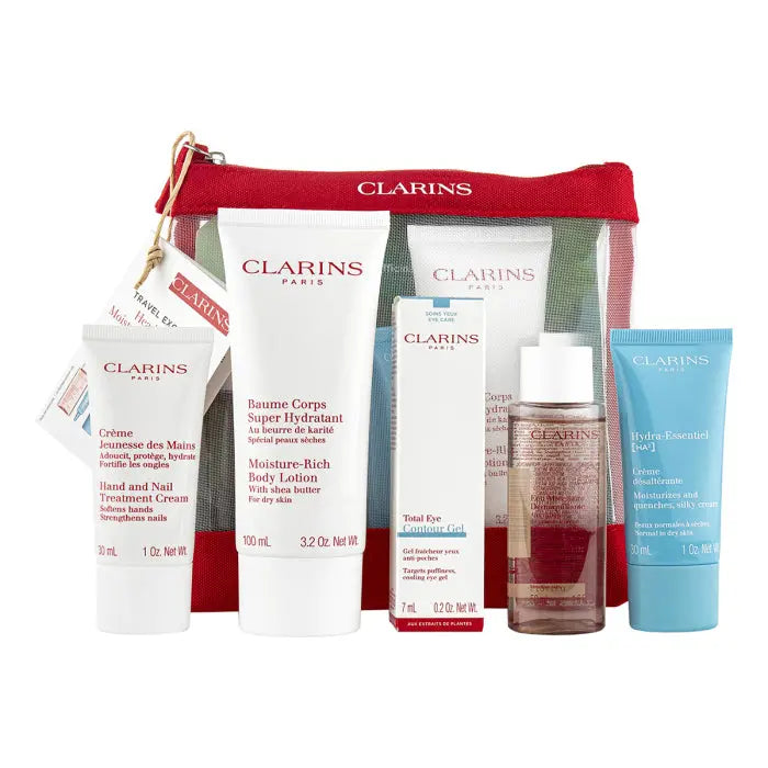 Clarins Head-to-Toe Moisturizing 5-Piece Essentials with Travel Bag Clarins