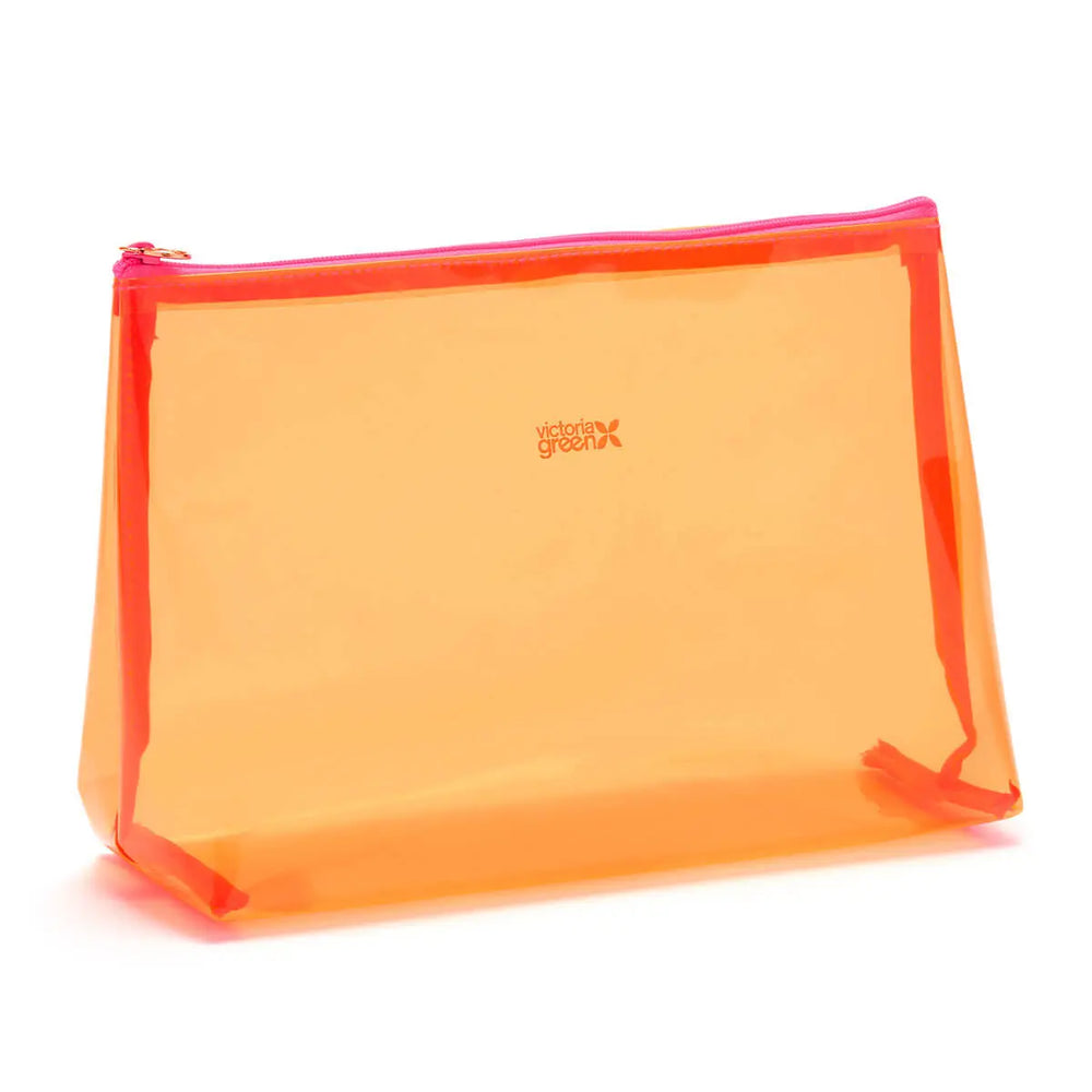 clear toiletry bag large orange