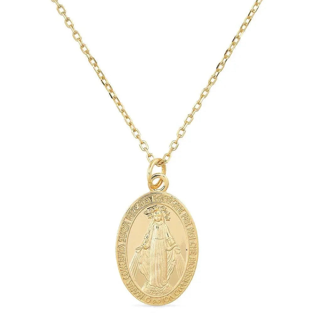 Elk & Bloom Dainty 14K Gold Virgin Mary Miraculous Medal Choker Necklace Elk & Bloom