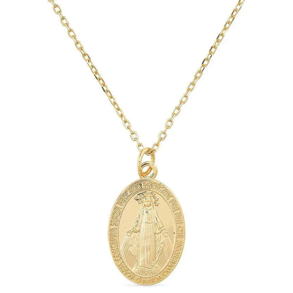 Elk & Bloom Dainty 14K Gold Virgin Mary Miraculous Medal Choker Necklace Elk & Bloom