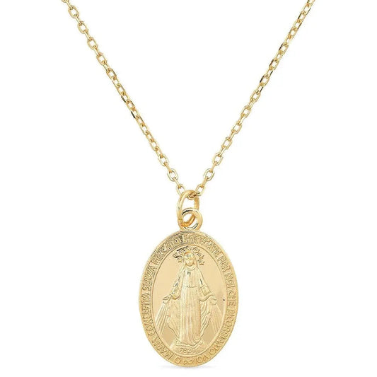 Elk & Bloom Dainty 14K Gold Virgin Mary Miraculous Medal Choker Necklace Elk & Bloom