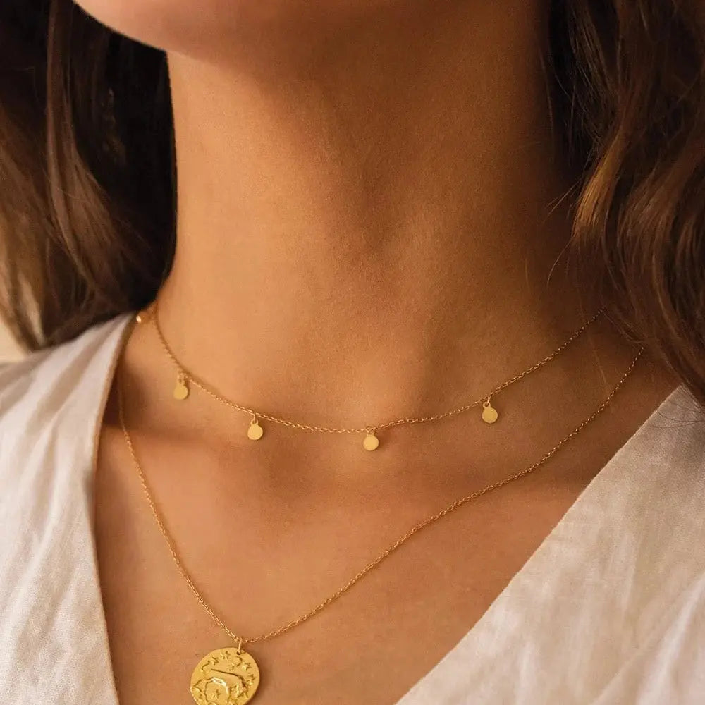 Elk & Bloom Dainty 18K Gold Disc Choker Necklace Elk & Bloom