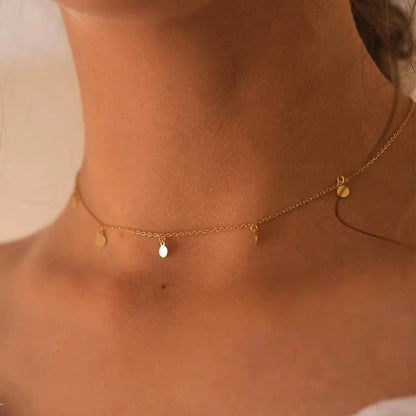 Elk & Bloom Dainty 18K Gold Disc Choker Necklace Elk & Bloom