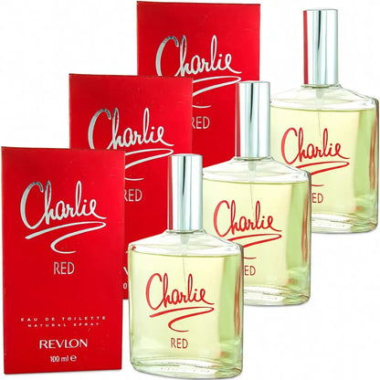 Charlie Red Eau de Toilette Natural Spray 100ml Pack of 3 for Women – Fresh Floral Fruity Fragrance, Long Lasting Everyday Perfume Bundle The Beauty Store