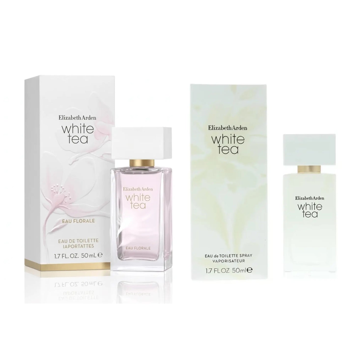 White Tea Eau Florale & White Tea Eau de Toilette Spray 50ml Each Women's Luxury Fragrance Gift Set Fresh Clean Light Floral Feminine EDT Perfume Bundle for Women Elizabeth Arden