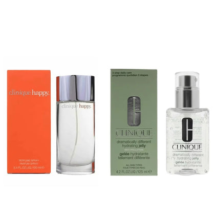 Clinique Happy Eau de Parfum Spray 100ml & Clinique Dramatically Different Hydrating Jelly 125ml Fresh Citrus Floral Fragrance & Oil-Free Face Moisturiser Duo Gift Set | Full Size Skincare & Perfume Bundle The Beauty Store
