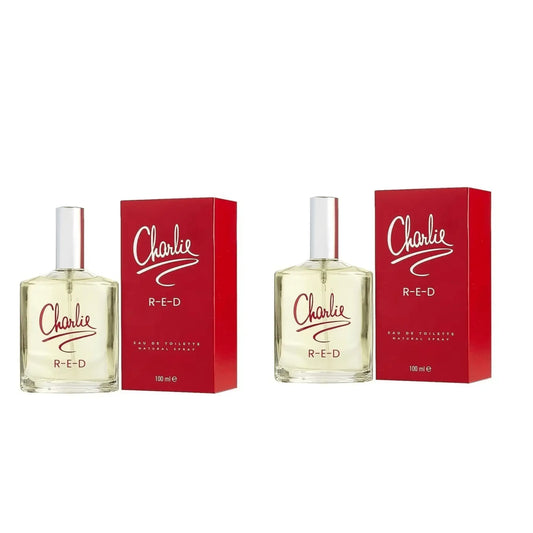 Charlie Red Eau de Toilette Spray 100ml Pack of 2 Bold Floral Fruity Women's Fragrance Long-Lasting Feminine Signature Scent EDT Perfume Twin Pack Bundle for Women Revlon