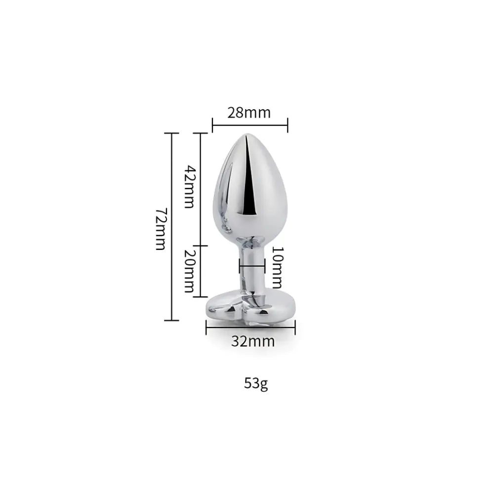 Toosh Heart Shaped Silver Butt Plug with Red Stone Small Toosh