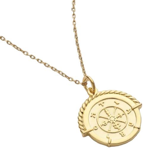 Elk & Bloom Chunky Rope Framed Gold Wheel of Fortune Necklace Elk & Bloom