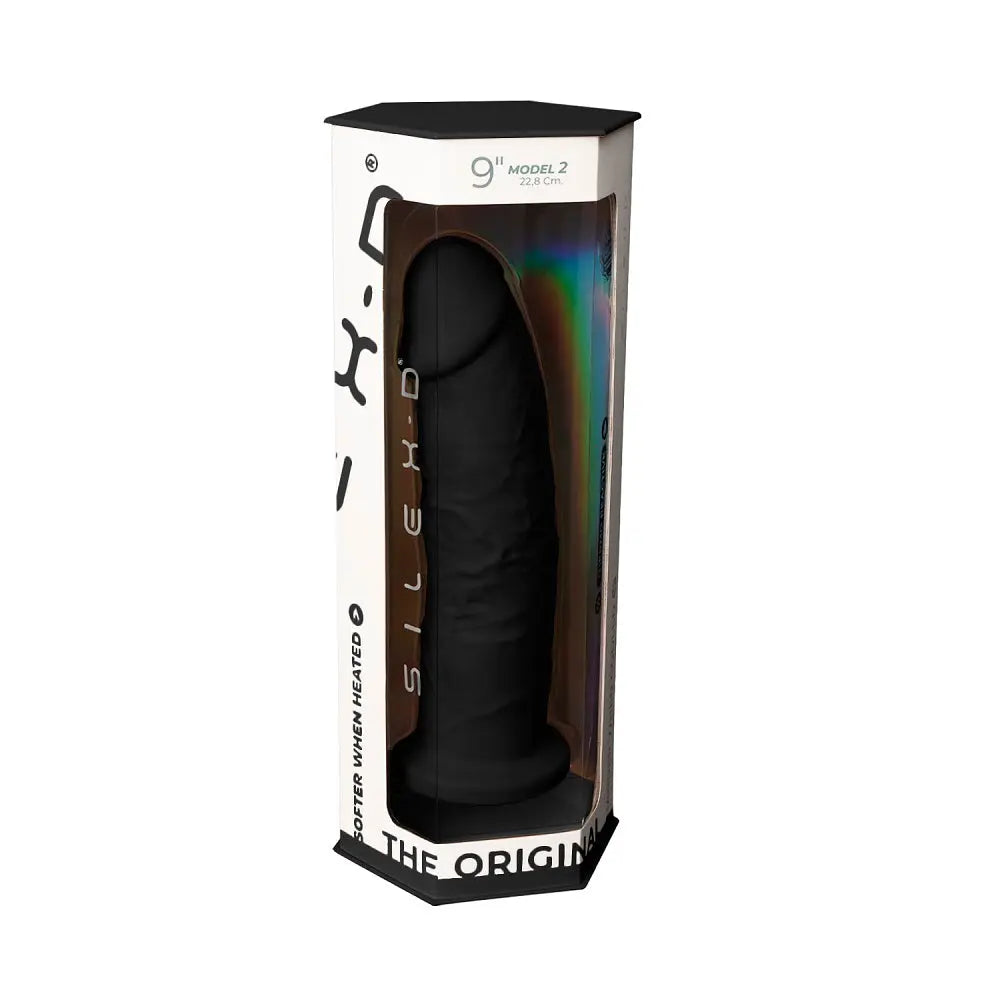 SilexD 9 inch Realistic Girthy Silicone Dual Density Dildo with Suction Cup Black SilexD