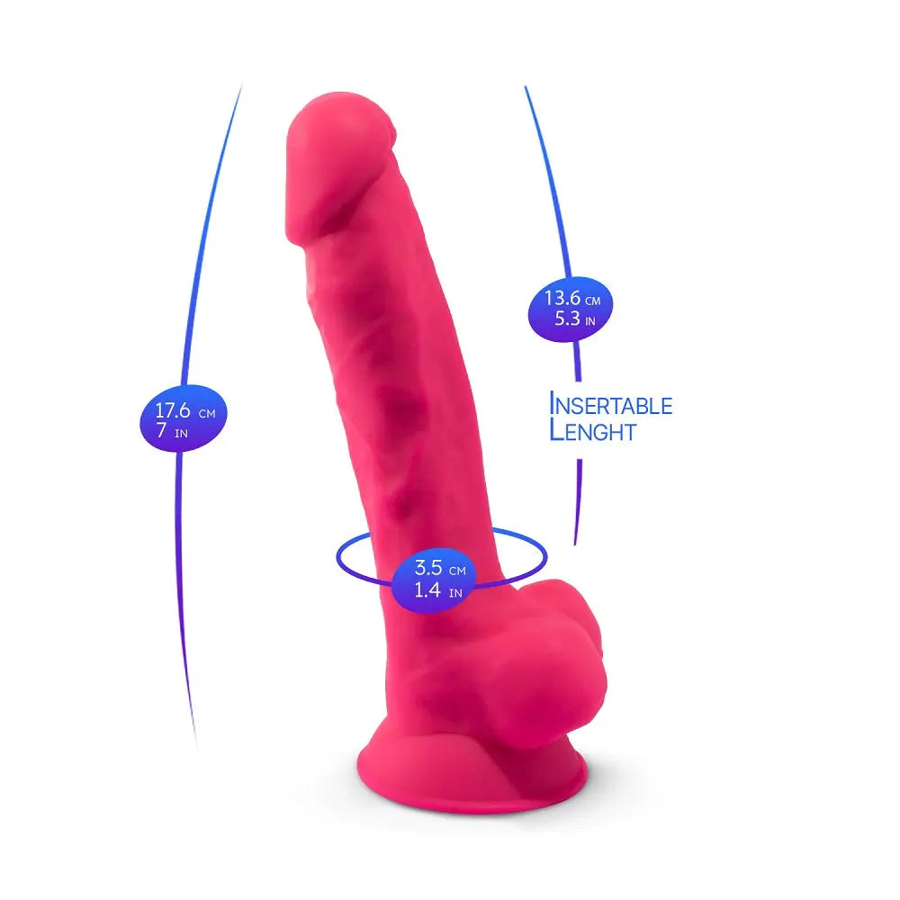 SilexD 7 inch Realistic Silicone Dual Density Dildo with Suction Cup and Balls Pink SilexD